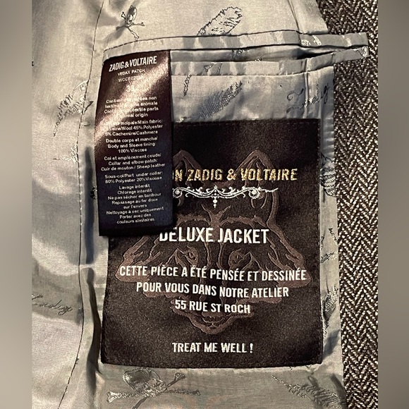 Zadig & Voltaire Metallic Grey Leather Detailed Blazer - Picture 6 of 7